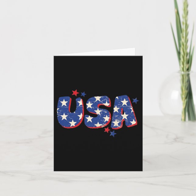 US-amerikanische Flagge 4. Juli Männer Frauen Kind Karte (Vorderseite)