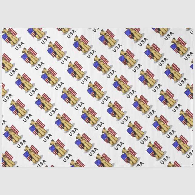 US-amerikanische Flagge Airedale Terrier Dog - Nie Seidenpapier (Vorderseite)