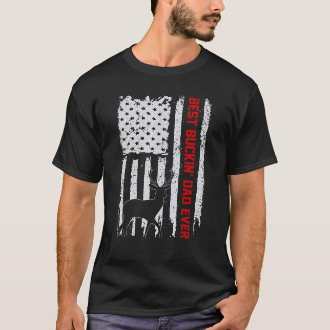 US-amerikanische Flagge Bester Buckin-Vater je Hir T-Shirt (Vorderseite)