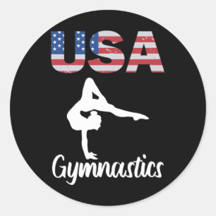 US-amerikanische Flagge Gymnastik T-Shirt Gymnast Runder Aufkleber