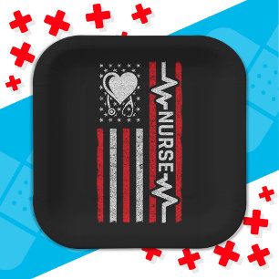 US-amerikanische Flagge Hero Herzkrankenaufwertung Pappteller