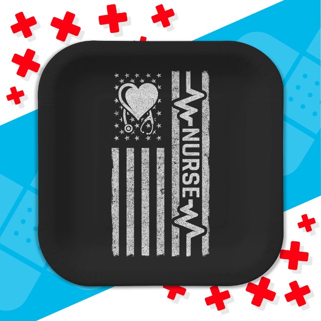 US-amerikanische Flagge Hero Herzkrankenaufwertung Pappteller (Von Creator hochgeladen)