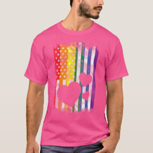 US-amerikanische Flagge Hört LGBTQ Regenbogenflagg T-Shirt