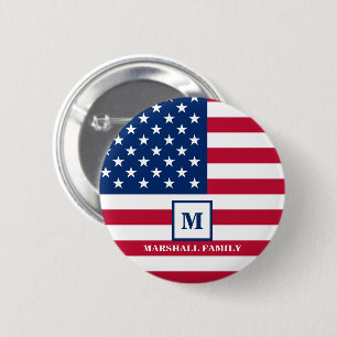 US-amerikanische Flagge Maßgeschneiderte Monogramm Button