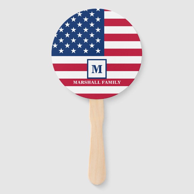 US-amerikanische Flagge Maßgeschneiderte Monogramm Fächer (Vorderseite)