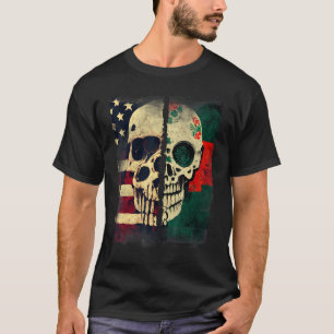 US-amerikanische Flagge Mexiko Flaggenstaat Skull  T-Shirt