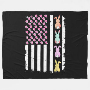 US-amerikanische Flagge mit Hase für den Ostersonn Fleecedecke