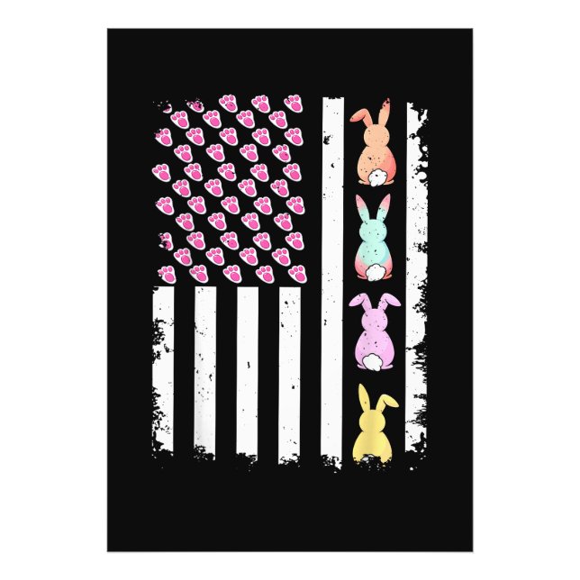 US-amerikanische Flagge mit Hase für den Ostersonn Fotodruck (Vorne)