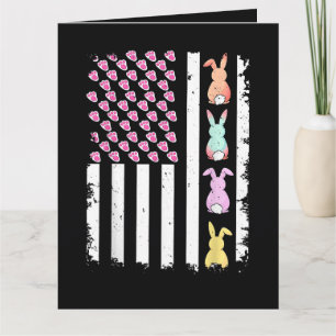 US-amerikanische Flagge mit Hase für den Ostersonn Karte