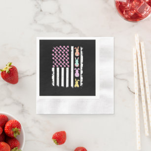US-amerikanische Flagge mit Hase für Ostern Serviette