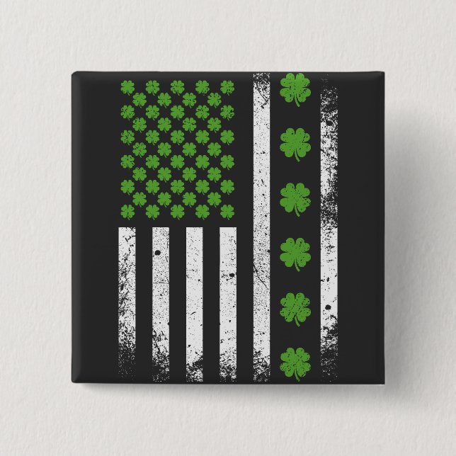 US-amerikanische Flagge mit Kleeblatts Square Button (Vorderseite)