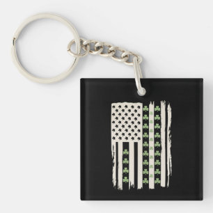US-amerikanische Flagge mit Shamrocks für St. Patr Schlüsselanhänger