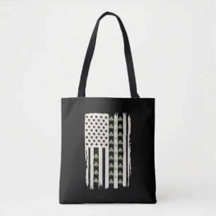 US-amerikanische Flagge mit Shamrocks für St. Patr Tasche