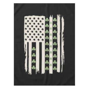 US-amerikanische Flagge mit Shamrocks für St. Patr Tischdecke