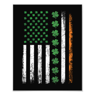US-amerikanische Flagge mit Shamrocks St Patricks Fotodruck