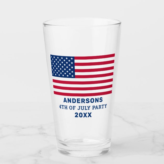 US-amerikanische Flagge Personalisiert 4. Juli Par Glas (Vorderseite)