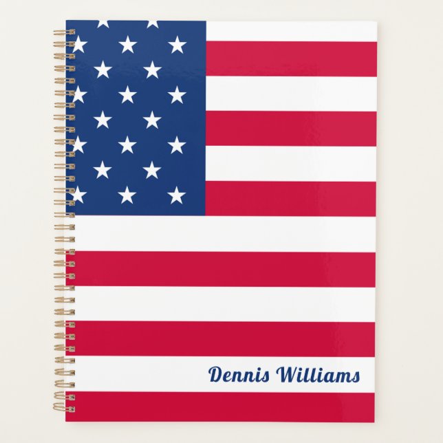 US/amerikanische Flagge | PERSONALISIERT Planer (Vorderseite)
