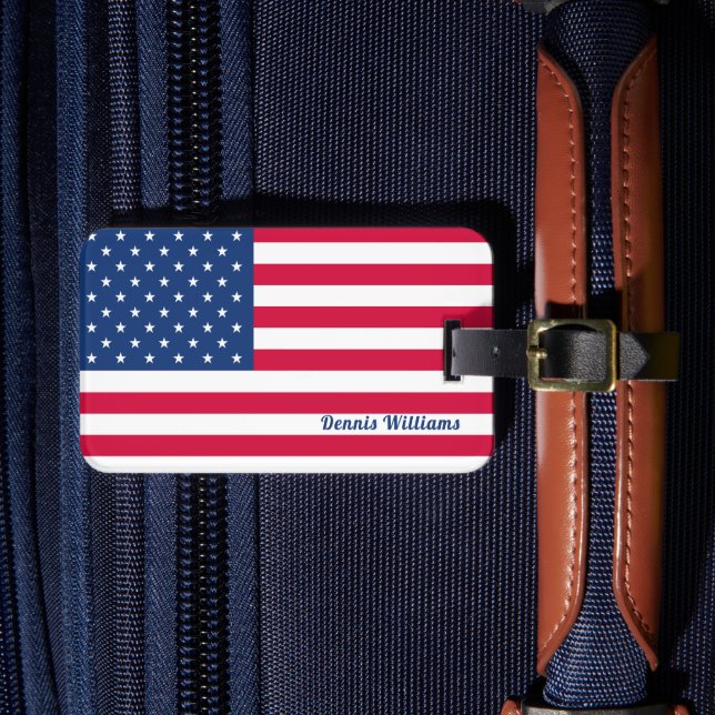 US/amerikanische Flagge | Personalisiertes Patriot Gepäckanhänger (Vorderseite Insitu 4)