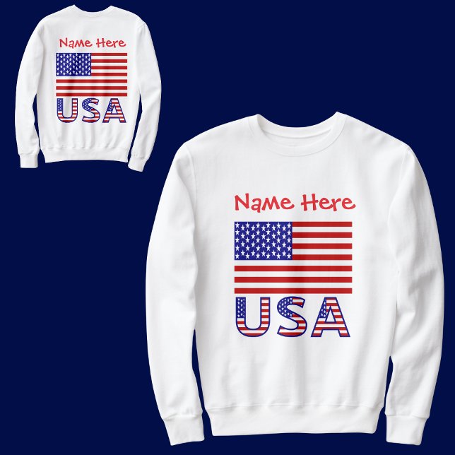 US-amerikanische Flagge Rot Personalisiert Men's Sweatshirt (Von Creator hochgeladen)