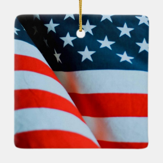 US-amerikanische Flagge Rot Weiß und Blau Keramikornament (Rückseite)