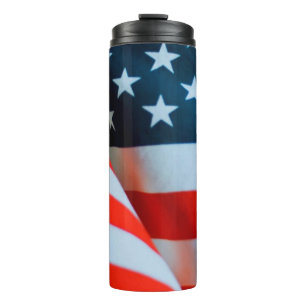 US-amerikanische Flagge Rot Weiß und Blau Thermosbecher