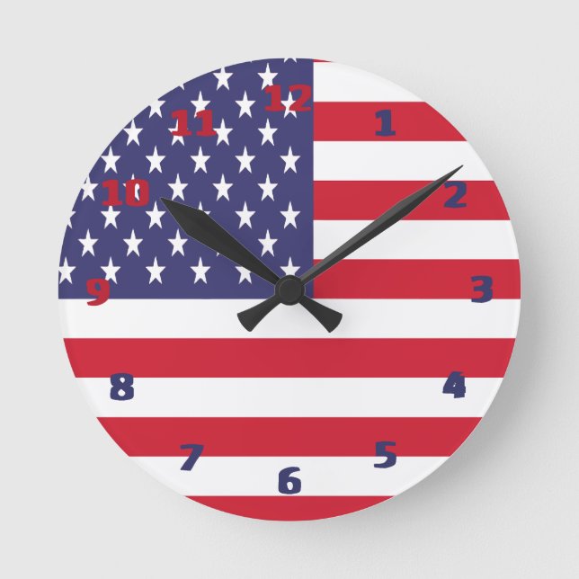 US-amerikanische Flagge Runde Wanduhr (Vorderseite)