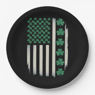 US-amerikanische Flagge Shamrocks St Patricks Day  Pappteller