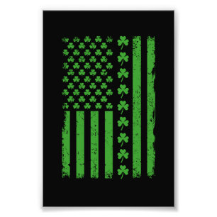 US-amerikanische Flagge Shamrocks St Patricks Tag Fotodruck