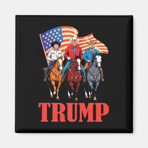 Us Amerikanische Flagge Team Trump Cowboy Reitpfer Magnet