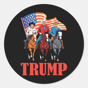 Us Amerikanische Flagge Team Trump Cowboy Reitpfer Runder Aufkleber