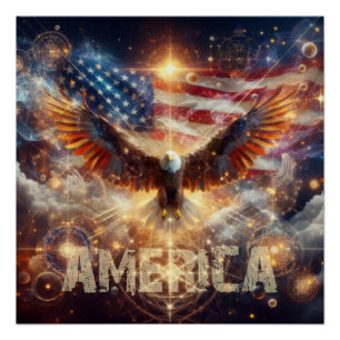 US-amerikanische Flagge - US Flagge - Bald Eagle Poster