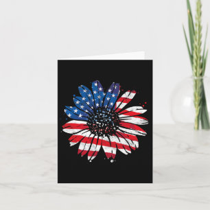 US-amerikanische Flagge Vintag Sonnenblumen Happy Karte
