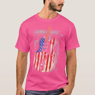 US-amerikanische Flaggengitarre 4. Juli Gitarrist T-Shirt