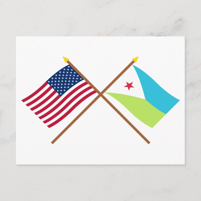 US-amerikanische und Dschibuti-Grenzflaggen Postkarte (Vorderseite)