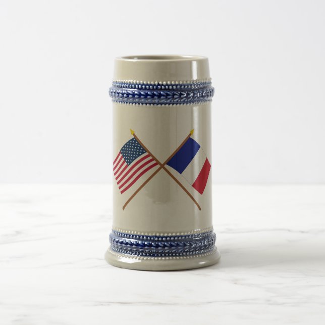 US-amerikanische und französische Grenzflaggen Bierglas (Mittel)