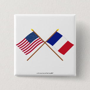 US-amerikanische und französische Grenzflaggen Button