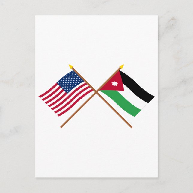 US-amerikanische und jordanische Grenzflaggen Postkarte (Vorderseite)