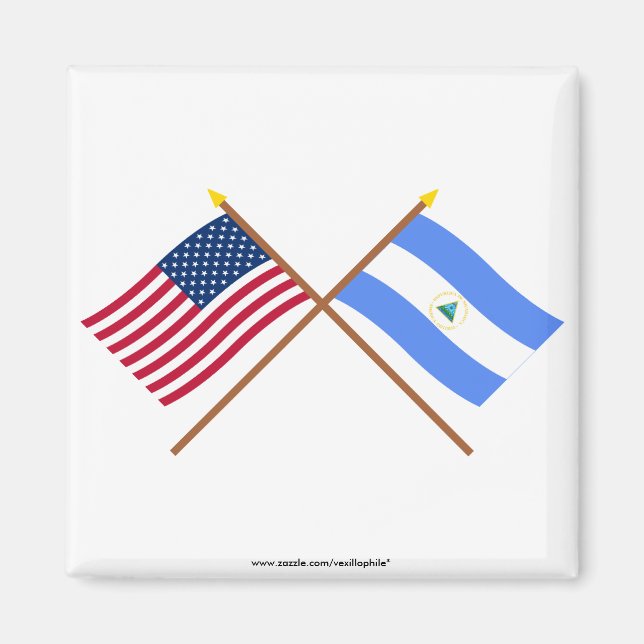 US-amerikanische und nicaragua-Grenzflaggen Magnet (Vorne)