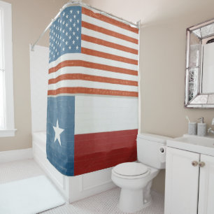 US-amerikanische und texanische Flagge USA Rot Wei Duschvorhang