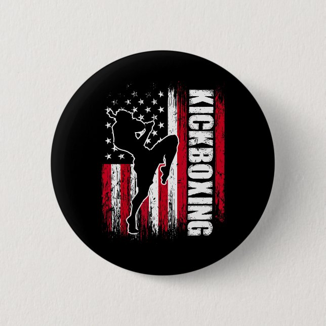 Us-amerikanischer Flagge Kickboxen Fighter Kickbox Button (Vorderseite)