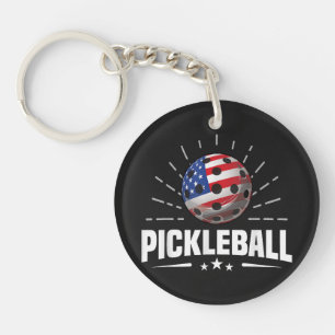 US-amerikanischer Flagge Pickleball-Spieler Schlüsselanhänger