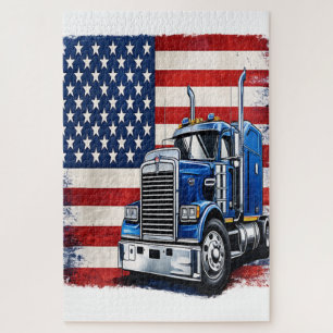 US-amerikanischer Flagge Sattelzugfahrer
