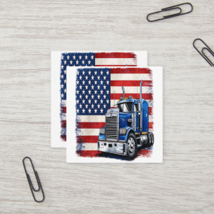 US-amerikanischer Flagge Sattelzugfahrer Quadratische Visitenkarte