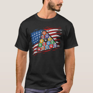US-amerikanischer Flaggen-Billard-Rack  Snooker-Po T-Shirt