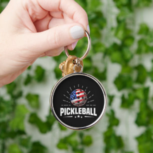 US-amerikanischer Flaggen-Pickleball-Spieler Schlüsselanhänger