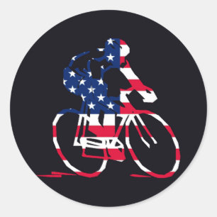 US-amerikanischer Radfahrer Runder Aufkleber