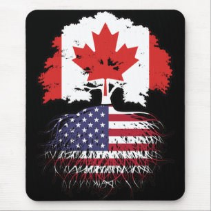 US-amerikanisches kanadisches Tree-Roots-Flag Mousepad