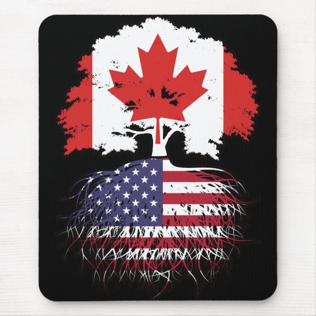 US-amerikanisches kanadisches Tree-Roots-Flag Mousepad (Vorne)