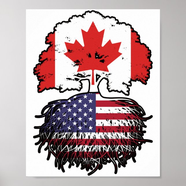 US-amerikanisches kanadisches Tree-Roots-Flag Poster (Vorne)