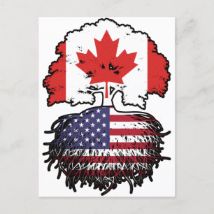 US-amerikanisches kanadisches Tree-Roots-Flag Postkarte